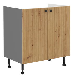 Dulap inferior de bucătărie sub chiuvetă Avantoe 80 ZL 2F BB (Stejar artisan + Antracit)