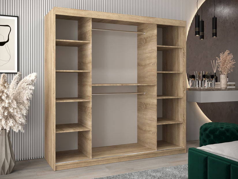 Dulap de haine 200 cm Eclipse (Stejar sonoma + Negru mat)