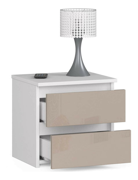 Éjjeliszekrény Cleania CL2 (fehér + cappuccino fényes)