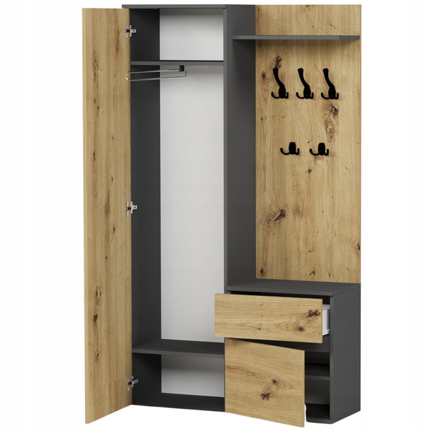 Set mobilier hol Viliana (antracit + artizanal) (cu oglindă)
