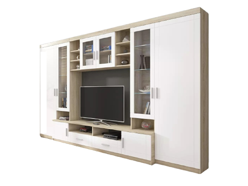 Mobilier living Porton (Stejar sonoma + Alb) (fără iluminat)