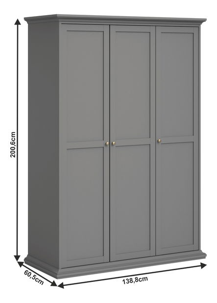 Šatníková skriňa 3D Phung (sivá)