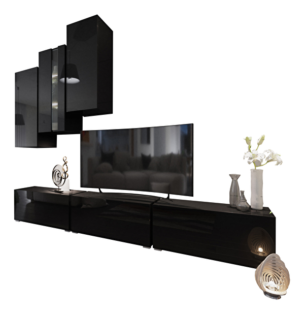 Mobilier living Disen (negru + negru lucios)