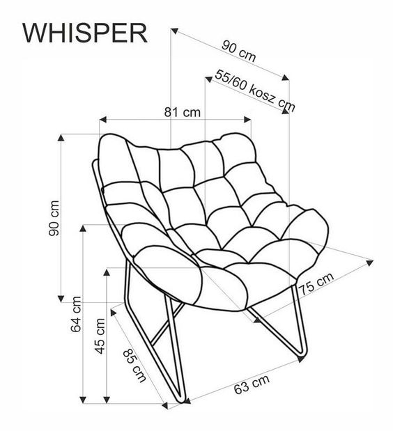 Fotel Whiea (fekete)