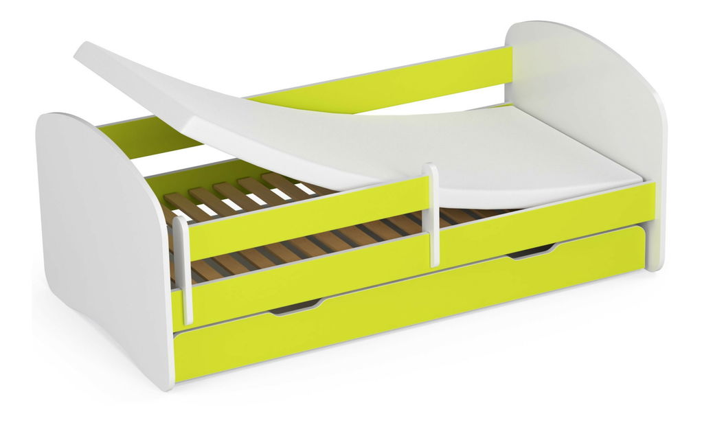 Detská posteľ Pranshi II (limetková) (s matracom)