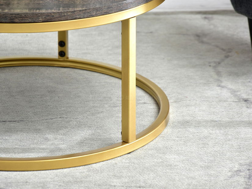 Măsuță de cafea Kolja Stolik S (stejar + auriu)