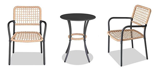 Set mobilier de grădină Abril (natural + antracit) (pentru 2 persoane)