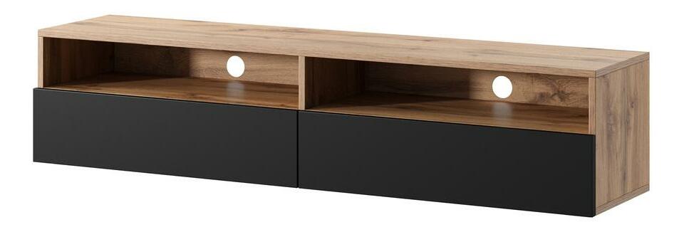 Tv szekrény/asztal Redcan 140 (világítással) (fekete + wotan tölgy)