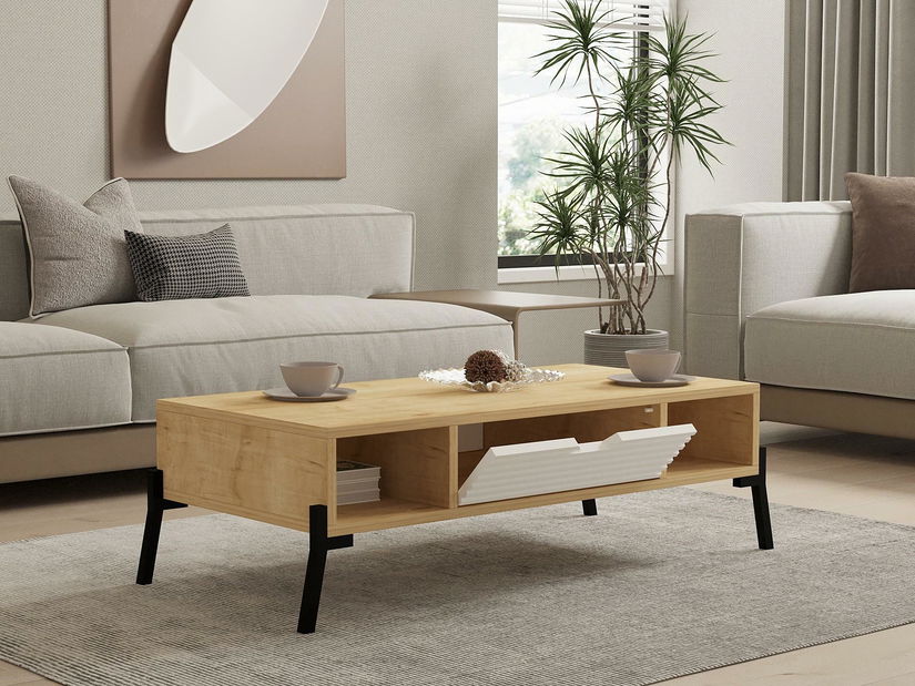 Dohányzóasztal Munibo (zafír tölgy + fehér) 