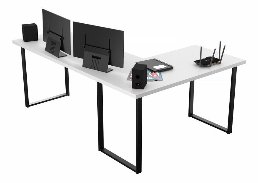 Rohový pc stôl Vintid (biela + čierna) *výpredaj
