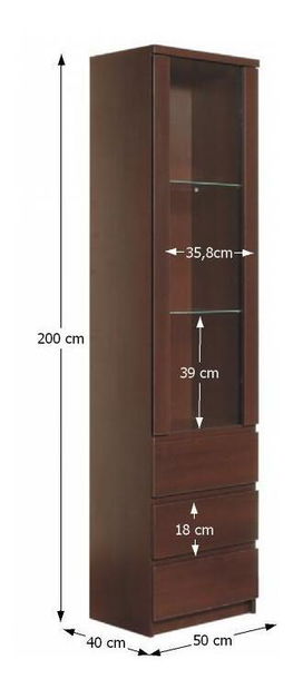 Vitrines szekrény Percy Typ 01 1D-3S