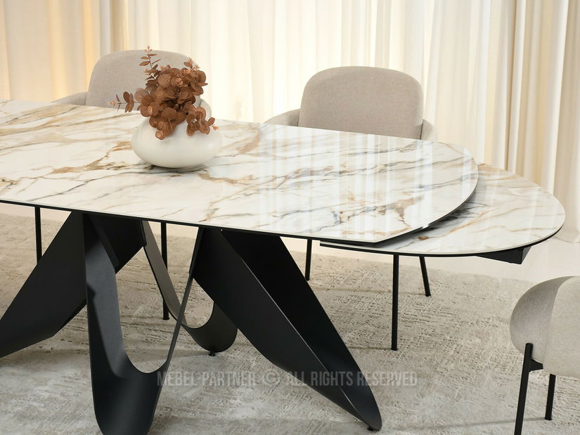 Masă sufragerie Preparan (marmură + negru)