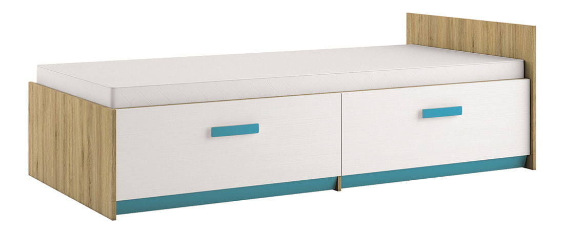 Egyszemélyes ágy 90 cm Best 17 Vad tölgy + Fehér (ráccsal és tárolóval)