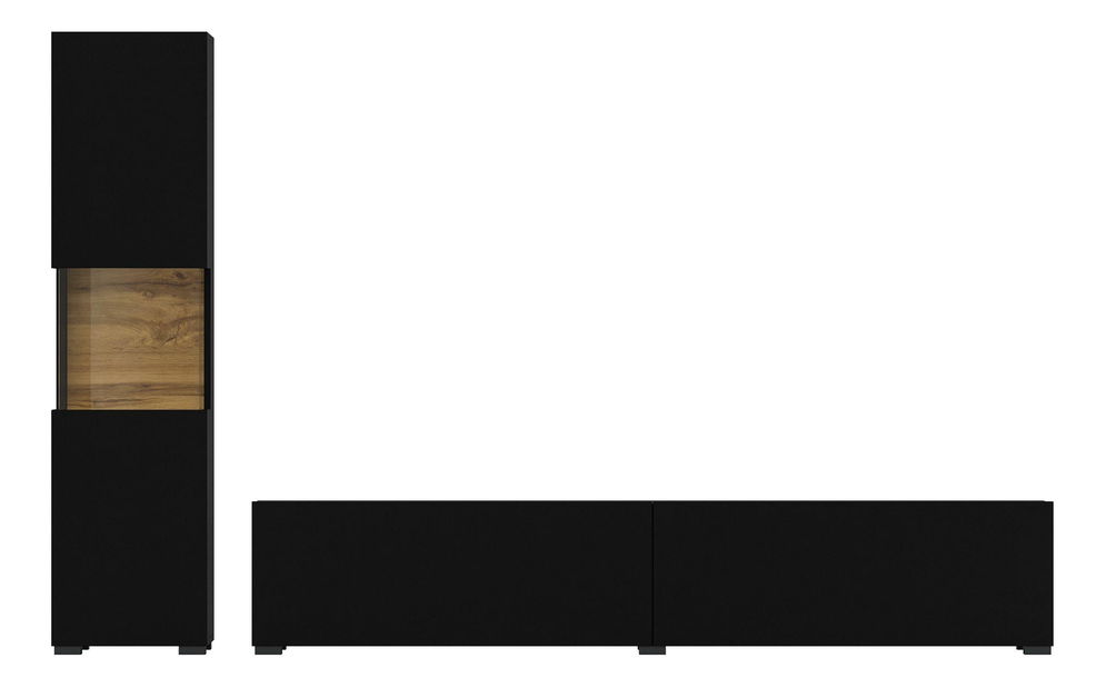 Mobilier living Avernic Typ 09 (onyx negru + stejar wotan)