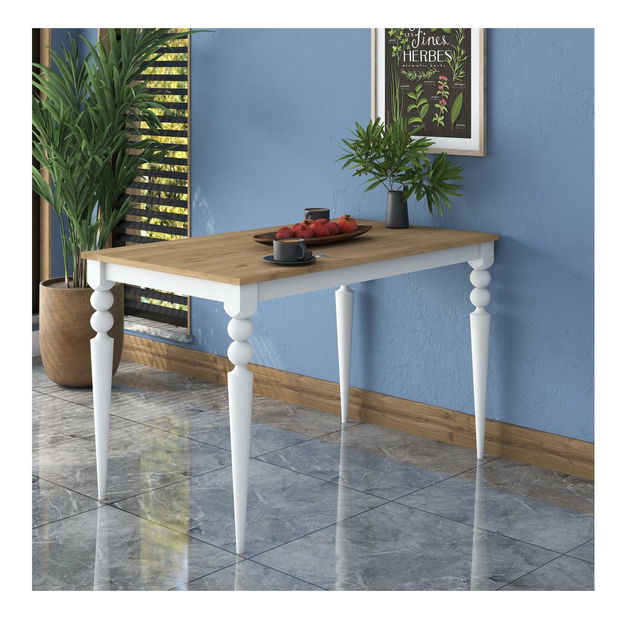 Masă sufragerie Jared 104 (pentru 2 persoane) (nuc + alb)