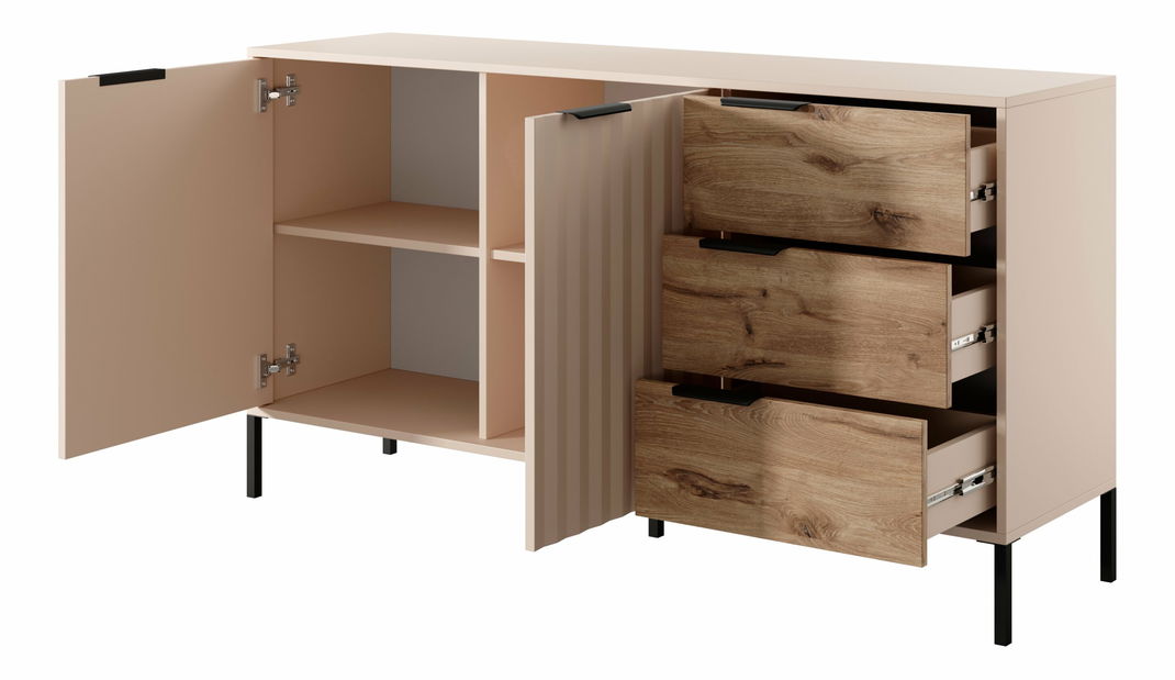 Comodă Rastafa 2D3S (Stejar viking + Bej)