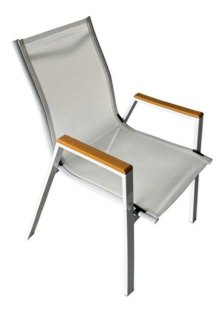 Kerti szék BANTO (fehér acél + tölgy)