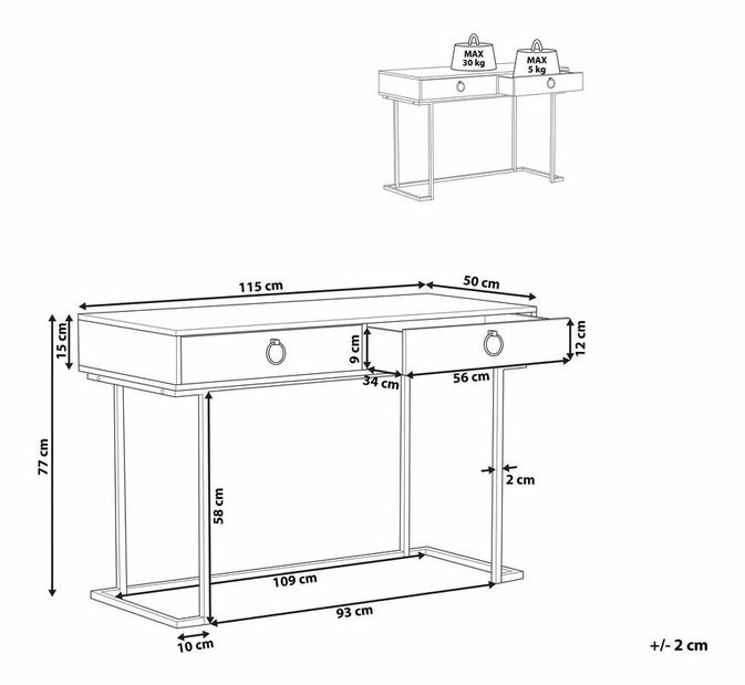 Konzolový stolík Weszo (čierna)