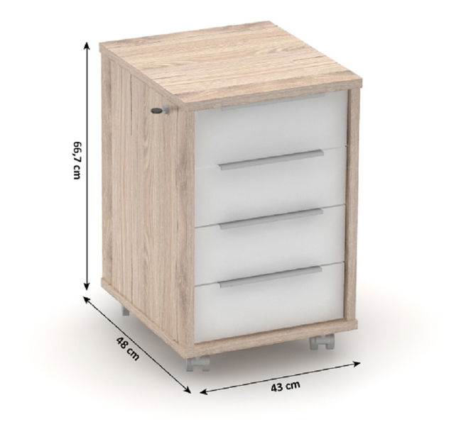 Dulap pe roți Tempo Kondela Rumia (Stejar san remo + Alb)