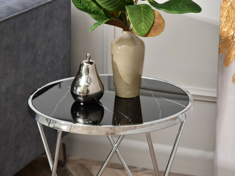 Măsuță de cafea Armin S (marmură neagră + crom)