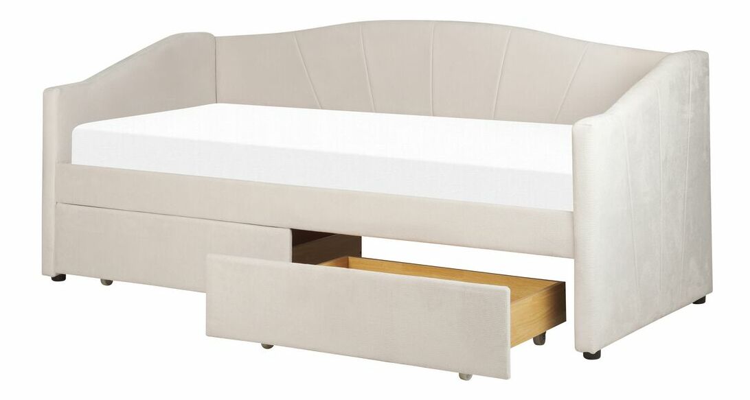 Jednolôžková posteľ 200 x 90 cm Vitto (béžová) (s roštom a úložným priestorom)