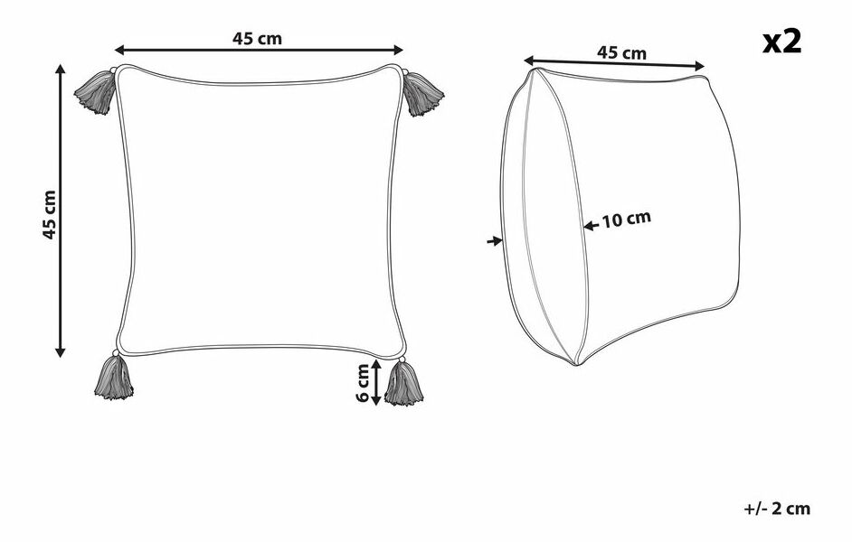Set 2 buc perne decorative 45 x 45 cm Cornius (alb)