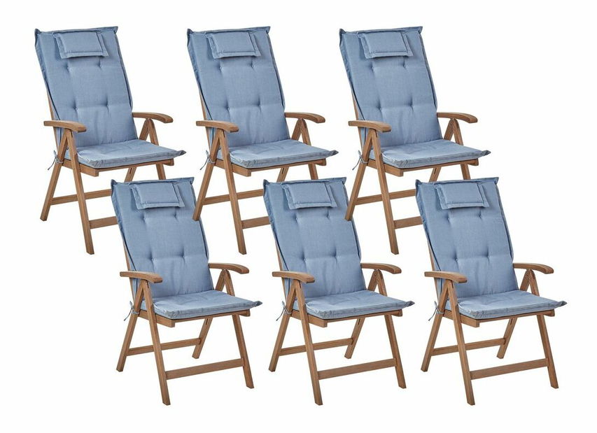 Set 6 ks záhradných stoličiek Amati (tmavé drevo + modrá)