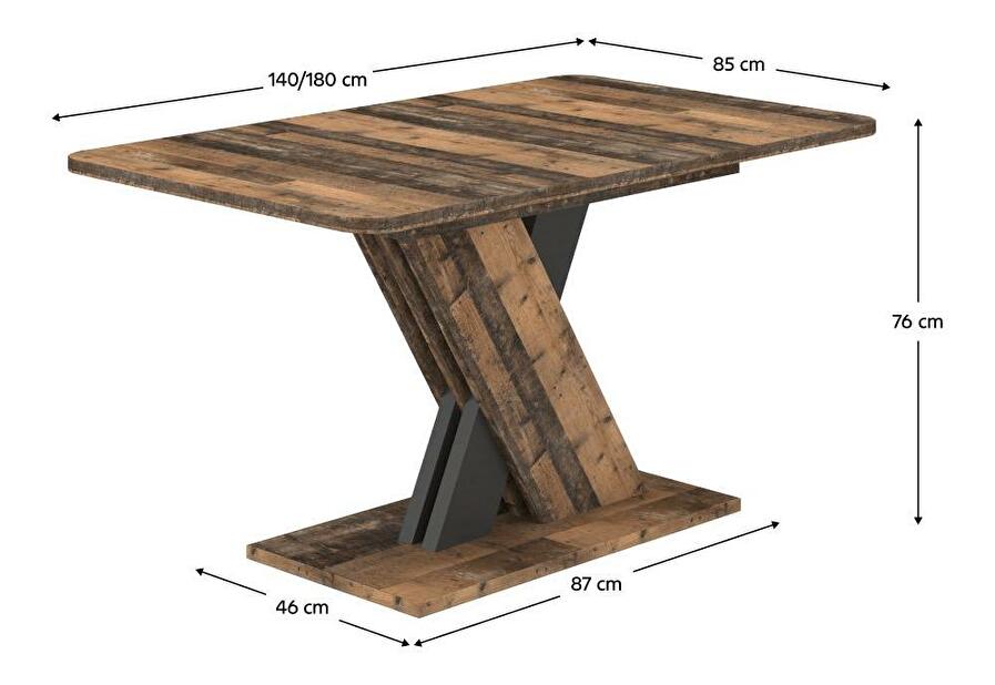 Összecsukható étkezőasztal Exolon (old style wood + matera) (6-8 részére)