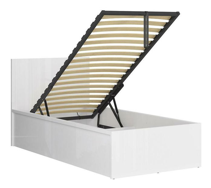 Jednolôžková posteľ 90 cm BRW Tetrix 15 (lesk biely) (s roštom) (s úl. priestorom)