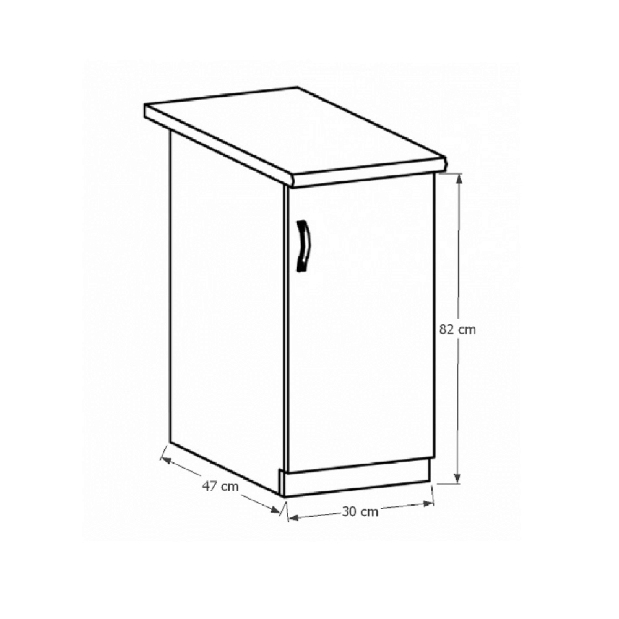 Dulap inferior de bucătărie D30P Sillina (Nuc milano)