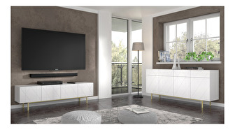 Mobilier living Koira (Alb mat + auriu)