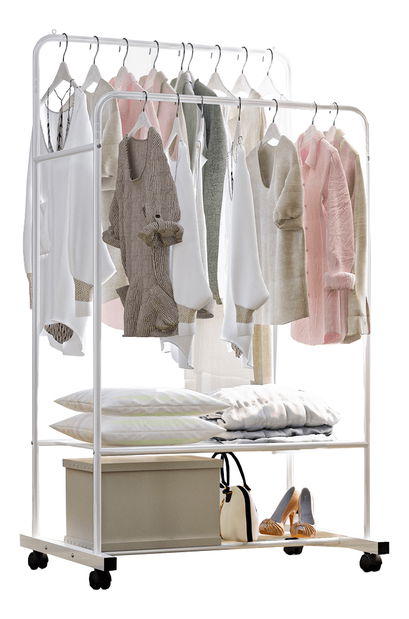 Vešiak na kolieskach Rabir (biela)