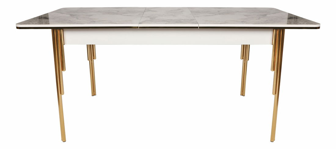 Masă de sufragerie extensibilă (pentru 6 persoane) Diana (auriu + alb) *resigilat