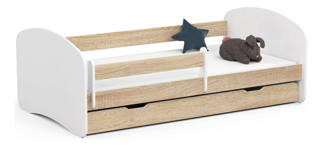 Pat pentru copii Pranshi III (Stejar sonoma) (cu saltea)