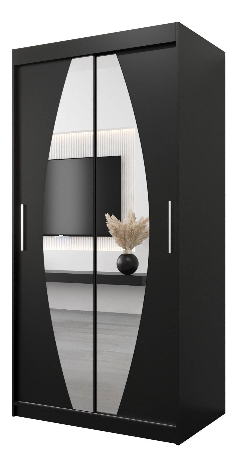 Ruhásszekrény 100 cm Eclipse (matt fekete + matt fekete)