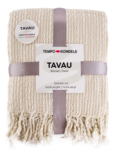 Pletena deka s resama 150x200 cm Tovou (bež + uzorak) 