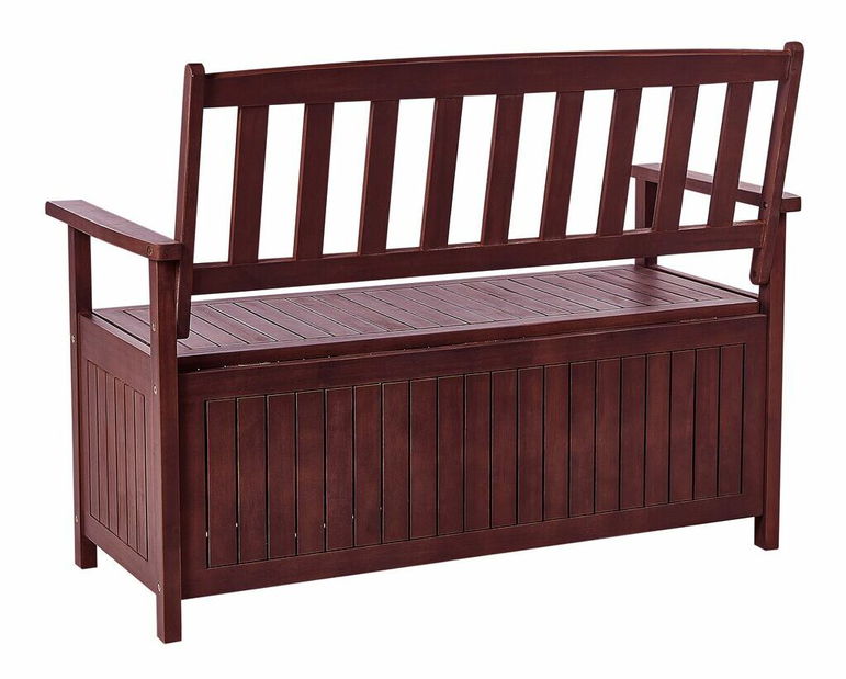 Vrtna klupa Sefu (drvo mahagonij + crvena) (s prostorom za odlaganje))