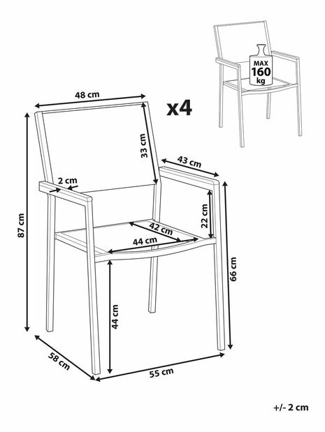 Set 4 buc scaune de grădină Giggles (negru ratan)