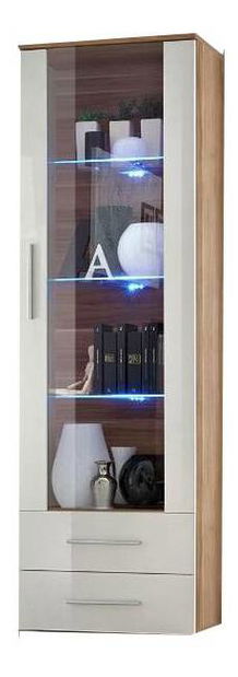 Vitrína Nelia 23 NWH N1 (s osvetlením) (slivka + lesk biely)