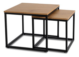 Set 2 konferenčných stolíkov Climas (dub zlatý + čierna) 