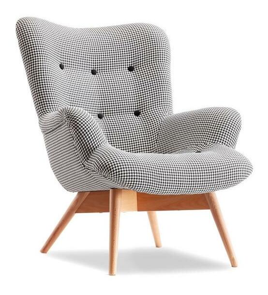 Fotoliu de design Florentino (alb negru + nuc)