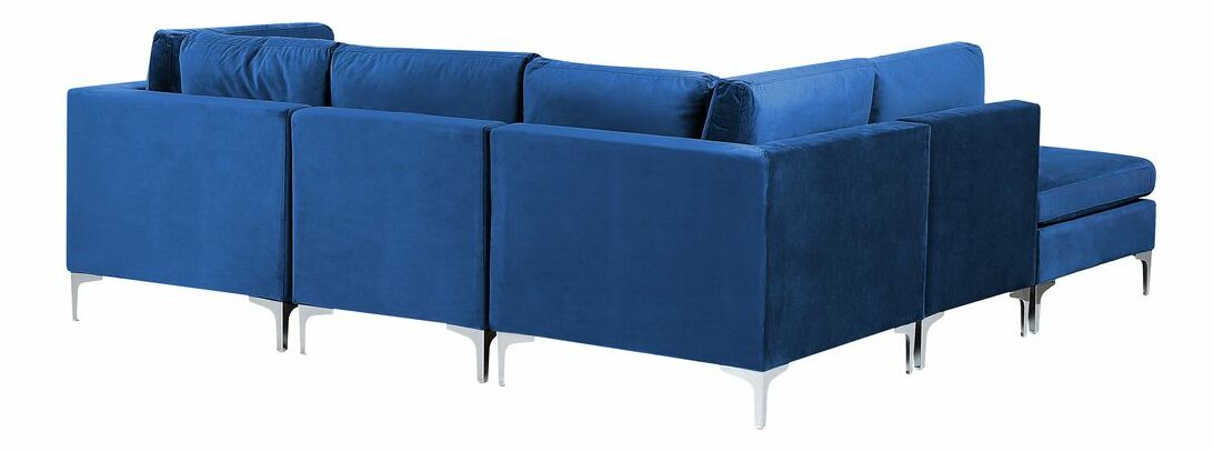 Sarokkanapé zsámollyal Eldridge (kék bársony) (J)