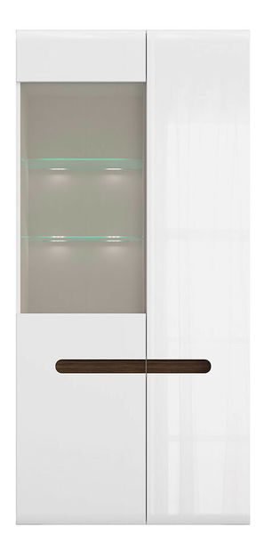 Vitrína BRW Azteca Trio REG1W1D/19/9 (biela + lesk biely)