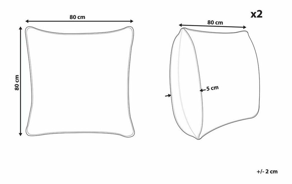 Set 2 buc. pernă 80x80 cm MOJAVE (alb)