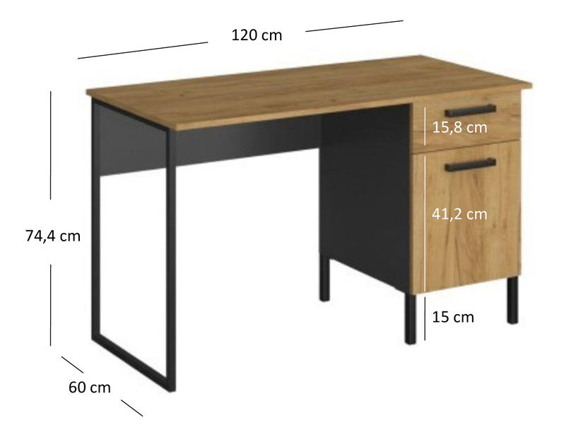 Íróasztal Shanna (arany craft tölgy + antracit)