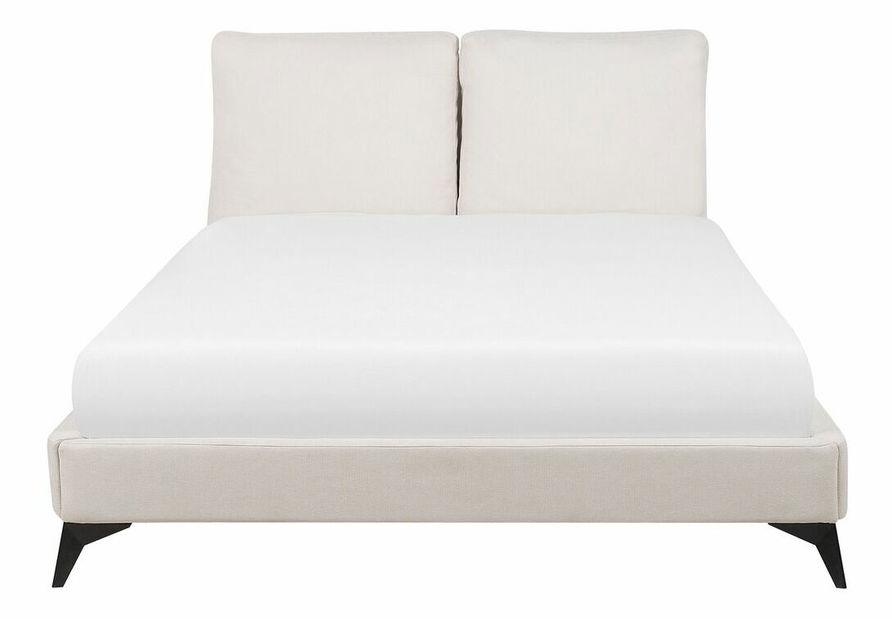Manželská posteľ 160 cm MELIA (polyester) (béžová) (s roštom)