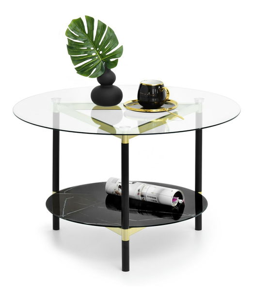 Stolić za kavu Ontario (crni mramor + crna)