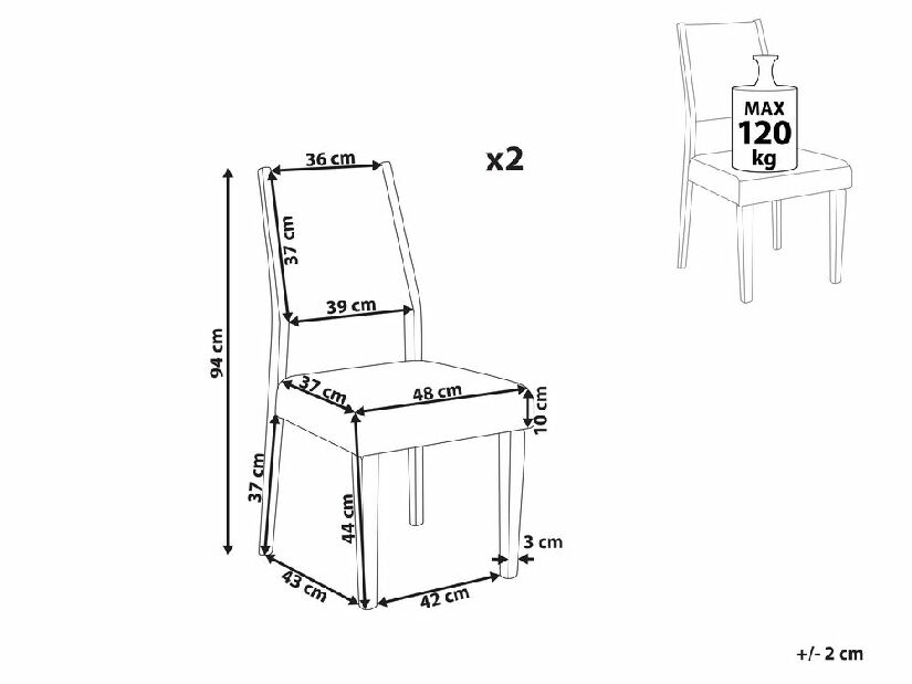 Set 2 buc scaun tip bar Eulalia (lemn închis)