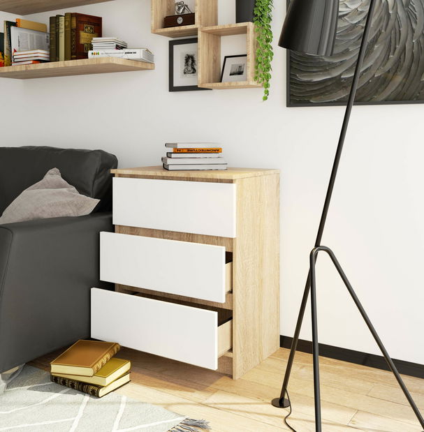 Comodă Kadir TYP1 (stejar sonoma + Alb)