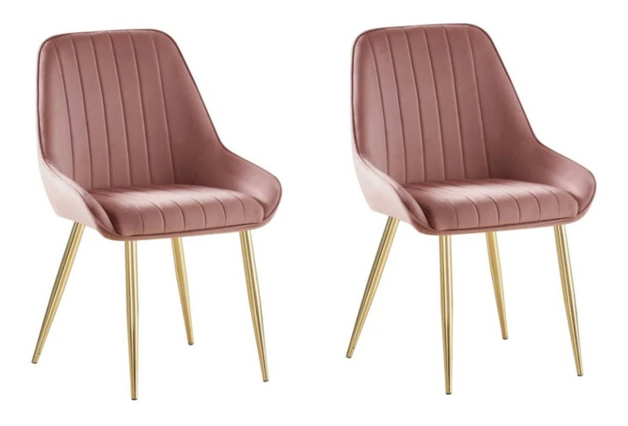 Set de 2 scaune de masă Soddy (roz + auriu) *vânzare stoc